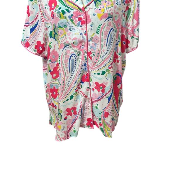Jaclyn Intimates Pajama Top Paisley Print Collared Viscose Multicolor W L NWOT - Picture 3 of 8